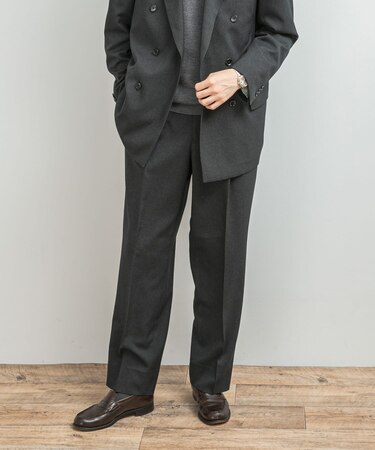LIFE STYLE TAILOR ピンヘッドツイルストレッチ2タックパンツ