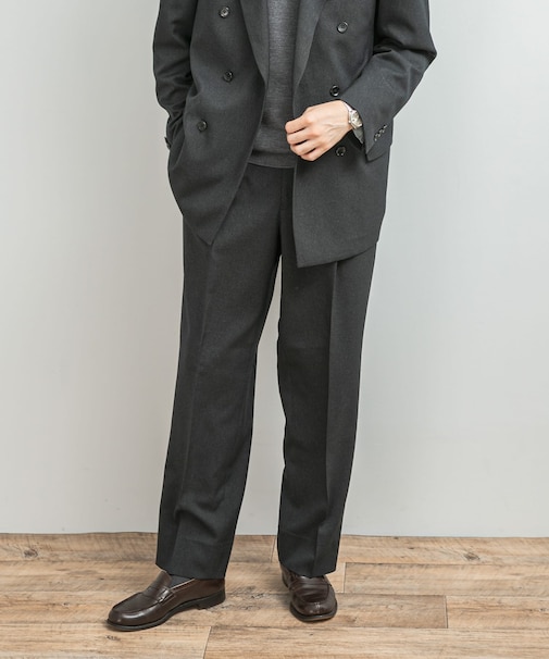 LIFE STYLE TAILOR ピンヘッドツイルストレッチ2タックパンツ