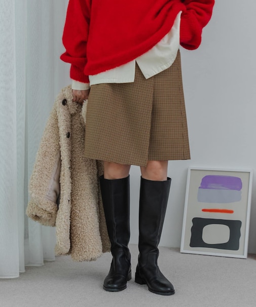 ウールブレンドチェックスカート