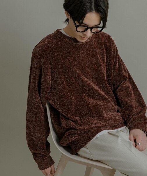 『洗濯可』モールニットプルオーバー