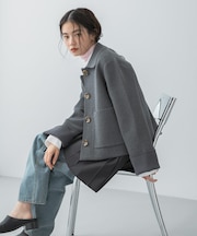 『洗濯可』ビックボタンニットジャケット