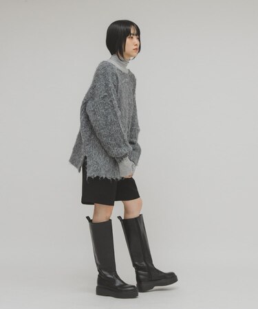 シャギールーズリブニット