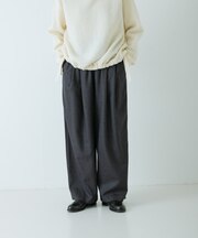 ウールフラノタックワイドパンツ