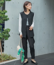 『WEB/一部店舗限定』『SHORT/TALLサイズあり』ペプラムジレ+テーパードパンツ