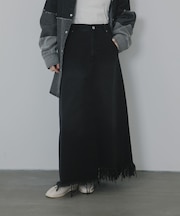 アシメフリンジデニムスカート