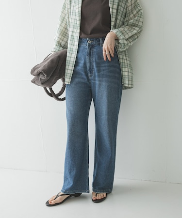 『3サイズ展開』綿麻デニムストレートパンツ