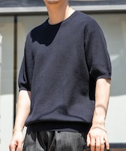 『WEB限定』変形カノコ半袖クルーネックニット
