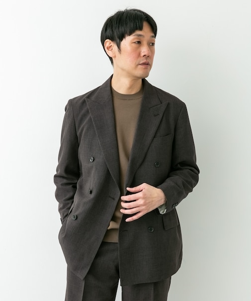 LIFE STYLE TAILOR　ウーリーノグレンチェックダブルジャケット