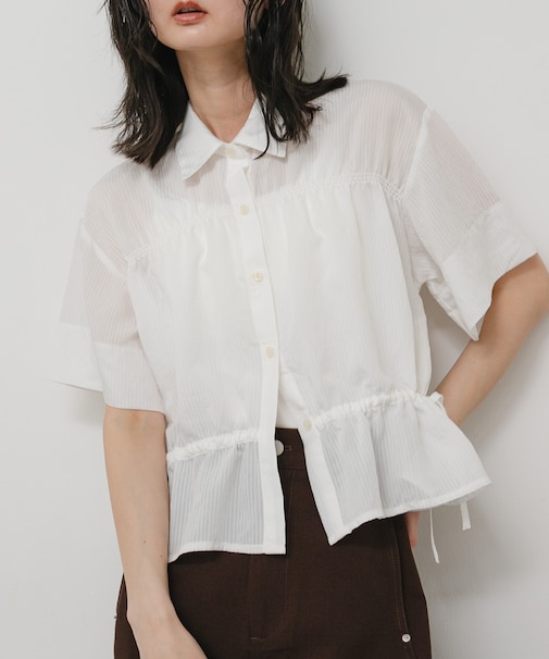 クロップドペプラムシャーリングシャツ