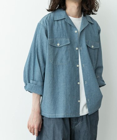 ARMY TWILL　CHAMBRAY OPEN COLLAR SHIRTS