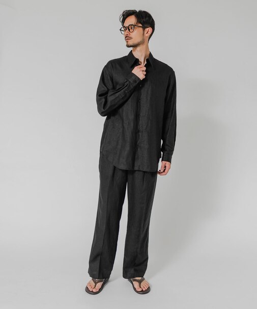 LINEN WIDE EASY PANTS