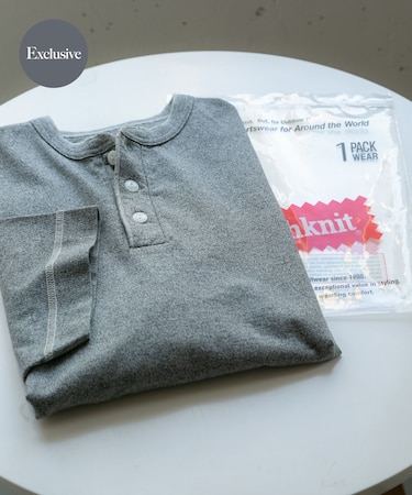 『別注』Healthknit×SENSE OF PLACE ヘンリーネックTシャツ