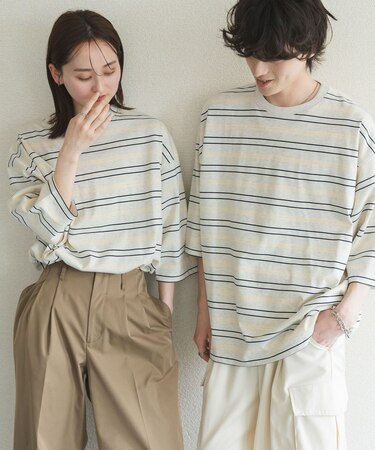 『ユニセックス』ボーダーエクストラルーズTシャツ