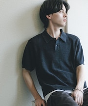 『ユニセックス/洗濯可』エアリーメランジニットポロシャツ