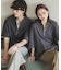 『ユニセックス』ダンボールポンチハーフジップショートスリーブTシャツ