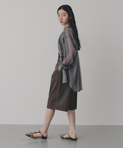 バンドカラーシャンブレーシアーシャツ