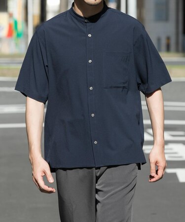 『WEB限定』『XLサイズあり』『吸水速乾』Air Stretch バンドカラーシャツ