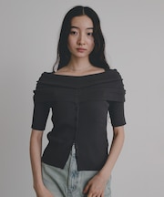 『洗濯可』オフショルリブセーター(半袖)
