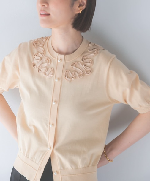 MARILYN MOON EMBROIDERY KNIT CARDIGAN