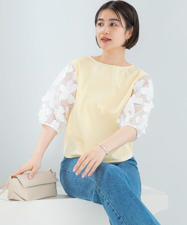 『WEB／一部店舗限定』フラワードッキングカットソー