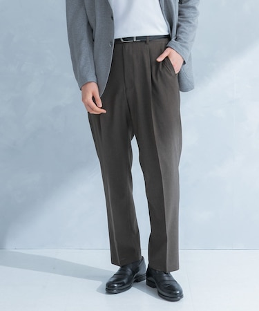 LIFE STYLE TAILOR リネンライクコンフォータブル1タックパンツ