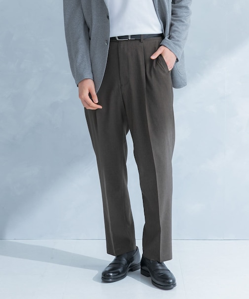 LIFE STYLE TAILOR リネンライクコンフォータブル1タックパンツ