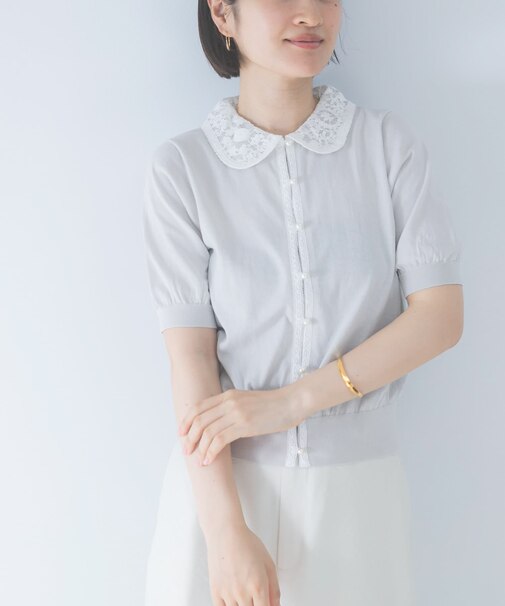 MARILYN MOON　LACE COLOR KNIT CARDIGAN