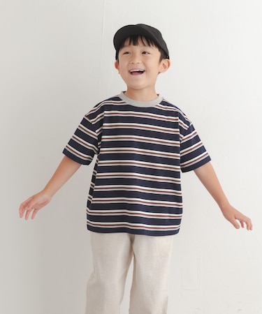 『150サイズあり』ランダムボーダーワイドTシャツ(KIDS)