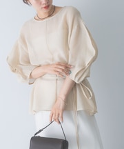 CHIGNON シアーチェックボリュームスリーブプルオーバー