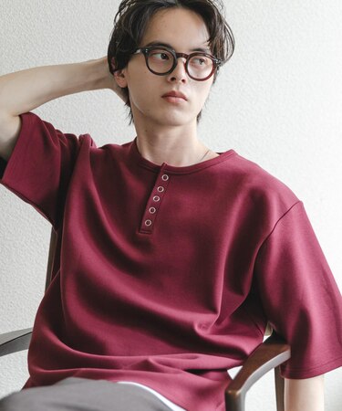 アソートヘンリーネックショートスリーブTシャツ