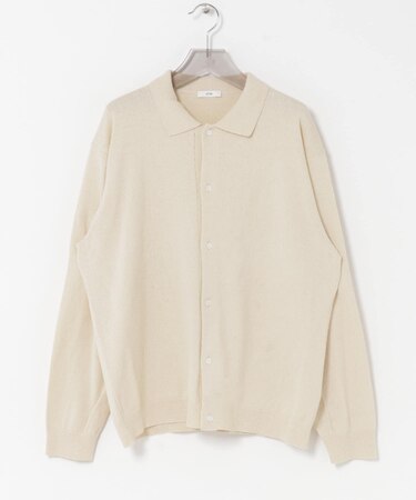 ATON C/W BOUCLE POLO CARDIGAN