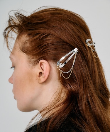 heyep PIERCED CHAIN HAIR CLIP 2-PIECE