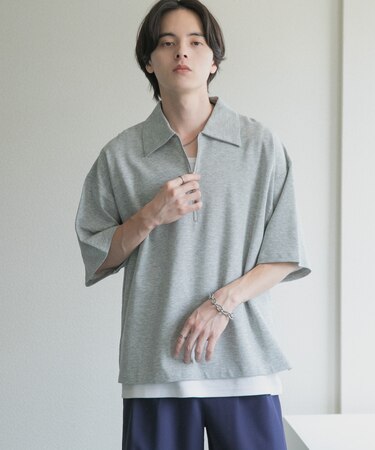 ライトダンボールポンチハーフジップ Tシャツ
