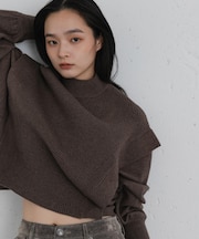 『洗濯可』ストレッチショルダータックセーター