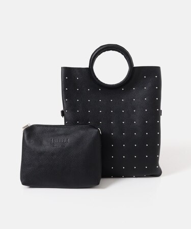 MILLELA FIRENZE レザースタッズサークルハンドルバッグ