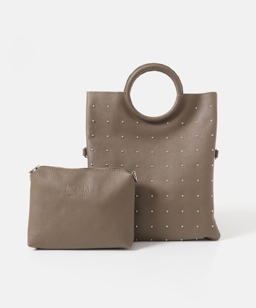 MILLELA FIRENZE レザースタッズサークルハンドルバッグ