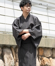 紳士浴衣 綿麻先染め