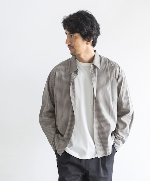 サンドウォッシュチェックレギュラーシャツ