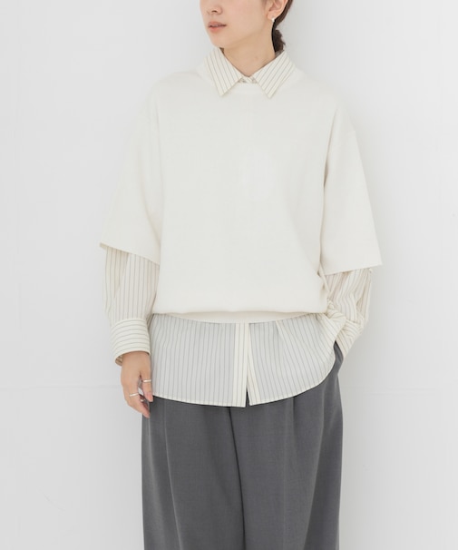 コットンカシミヤハーフスリーブニット
