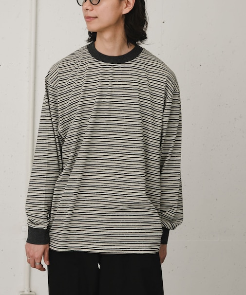 FORK&SPOON プレーティングボーダーロングスリーブTシャツ