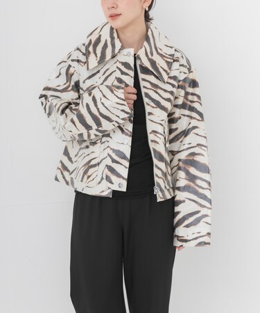 GANNI PRINTED LAMINATED BARN JACKET