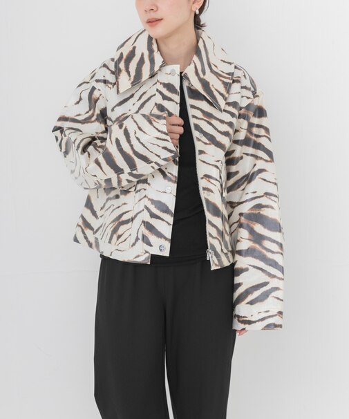 GANNI PRINTED LAMINATED BARN JACKET