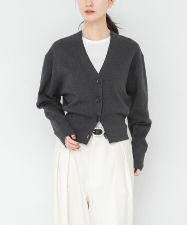 コットンカシミヤVネックショートカーディガン