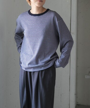 FORK&SPOON プレーティングボーダーロングスリーブTシャツ