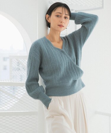 『一部WEB限定カラー』ランダムリブカシュクールニット