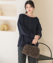 カシミヤシルクブレンドボートネックニット