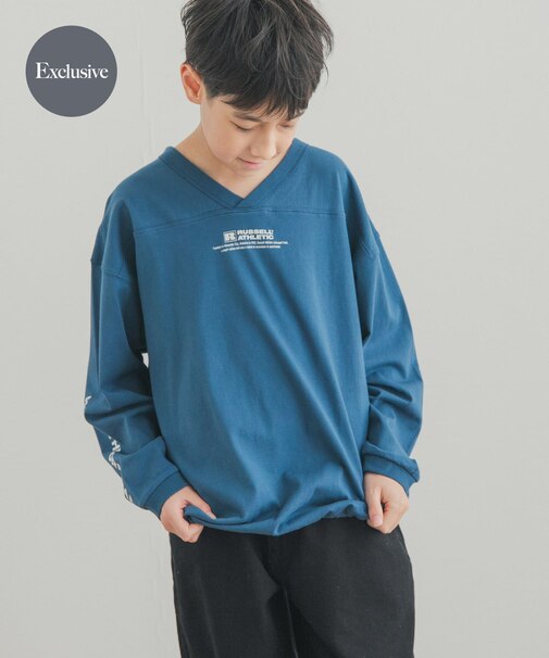 『150サイズあり』『別注』Russell Athletic×DOORS　フットボールロングスリーブTシャツ(KIDS)