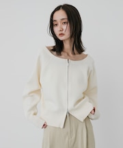 『洗濯可』ダブルジップオフショルニット
