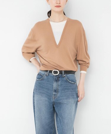 ウールブレンドレイヤードデザインニット