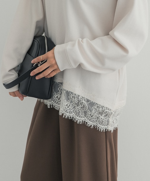 ダブルフェイス裾レースプルオーバー 26AW